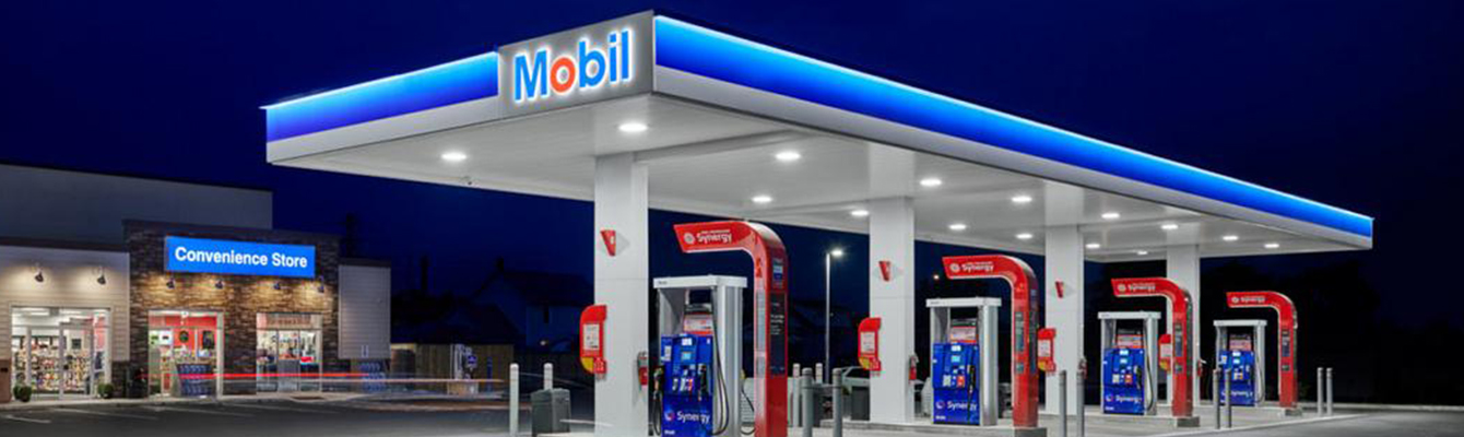 A Mobil station canopy