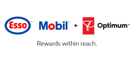 Esso and Mobil logos with Optimum logo and the text “Rewards within reach"